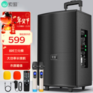索愛(ài)（soaiy）8吋廣場(chǎng)舞音響木質(zhì)大功率便攜式戶(hù)外重低音藍牙k歌專(zhuān)用大音量移動(dòng)拉桿音箱室外演出雙話(huà)筒SA-X21
