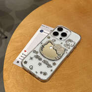 何健弓ins少女水鉆Kitty貓鏡子適用蘋(píng)果16promax手機殼iPhone15滴膠14蘋(píng)果13 12 11pro軟殼16e防摔xsmax 透明水鉆Kitty鏡子 單殼 iPhone 6 plus