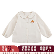 幼悠女童安安小鴨子系列秋季工字背心裙娃娃翻領(lǐng)打底襯衫多件套潮 娃娃衫米色（Q4101） 140cm