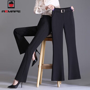 AEMAPE 2025春秋冬新款喇叭褲女高腰彈力顯瘦百搭垂感修身黑色休閑褲女 MX-14-1066_黑色長(cháng)褲 常規 M _建議95-105斤
