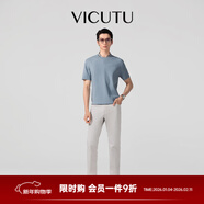 威可多（VICUTU）男士半袖T恤時(shí)尚百搭商務(wù)通勤短袖針織 淺藍色 L （175/96B）