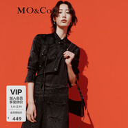 MO&Co.春秋設計感不規則破洞黑色牛仔背帶裙連衣裙摩安珂 牛仔黑色 XS /155
