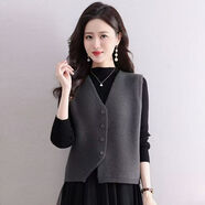 【爆款熱賣(mài)】針織毛線(xiàn)馬甲女外穿新款配裙子疊穿坎肩短款毛衣背心 灰色【加厚保暖】 L （推薦106-119斤）
