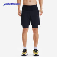 迪卡儂（DECATHLON）運動(dòng)短褲男春夏速干二合一短褲越野假兩件褲跑步速干褲 煙熏黑 S