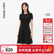 朗姿騏驥紅【三醋酸Basic衣櫥】休閑連衣裙新款裙子高級感明星同款 黑色 M 160/80A