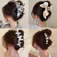 佳焰感緞面大號抓夾女2025輕奢褶皺鯊魚(yú)夾 49#【檸檬黃】條紋藍邊約10.5cm