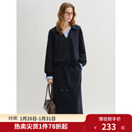 獨束【隨身疊疊樂(lè )】大碼女裝假兩件時(shí)尚套裝2025秋裝拼接衛衣 海軍藍衛衣 XL （尺碼：3）