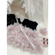 丨繁花女童禮服裙加絨背心裙裙披肩斗篷套裝 高定繁花禮服裙送發(fā)夾頭紗  加絨 120