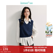 茵曼（INMAN）針織馬甲女2026春季老錢(qián)風(fēng)V領(lǐng)薄冬季學(xué)院風(fēng)內搭毛衣 寶藍色 M