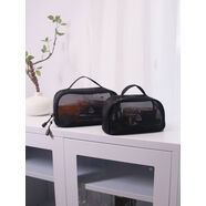 妙普樂(lè )韓國3ceo化妝包透明網(wǎng)紗收納袋洗漱包容量便攜旅行化妝品整理盒 手盒子雙拉網(wǎng)紗小號