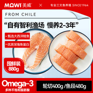 冷凍三文魚(yú)880g 智利大西洋鮭魚(yú) 套餐（輪切400g+魚(yú)段480g）