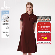 哈吉斯（HAZZYS）女裝 夏季女士【PHIZ系列】寬松下擺POLO連衣裙女 酒紅色WN (165/88A 40) L