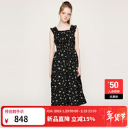 moussy&sly2025田園風(fēng)碎花無(wú)袖方領(lǐng)收腰長(cháng)裙連衣裙030ISZ33-3431 混合黑色027 S