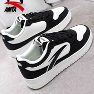 安踏（ANTA）板鞋男鞋春季新款透氣低幫韓版潮厚底學(xué)生跑步休閑運動(dòng)青少年鞋子 -3基礎黑/象牙白【店長(cháng)推薦】 43