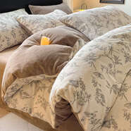 語(yǔ)森憶加厚冬天床品四件套雙面毛絨被套珊瑚法蘭絨床單款 云棲羊皮米 床單款 1.2m單人床單款三件套[適于150x2