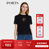 PORTS 寶姿秋冬新款女裝羊毛短袖針織衫LM9K710NKW008 黑色 M