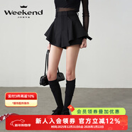 卓雅周末（JORYA weekend）25夏季新款高腰百搭A字個(gè)性荷葉邊褶拼接短裙褲R220802A 黑色 M