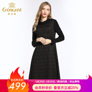 喬萬(wàn)尼連衣裙女冬季新款腰半高領(lǐng)長(cháng)袖打底裙子過(guò)膝中長(cháng) 午夜星辰 2XL