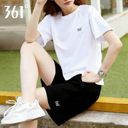 361°運動(dòng)套裝女春夏季冰絲速干t恤短褲女士休閑跑步健身籃球訓練衣服 本白/基礎黑【速干】 4XL