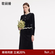 歌莉婭（GOELIA）絲絨連衣裙2025春裝新款洋氣歐若風(fēng)氣質(zhì)裙子小黑裙1BNR4K360 00B黑色 S