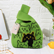 TaTanice 針織禮品袋滿(mǎn)月宴禮物結婚手提袋生日禮物袋托特手腕包 小貓款