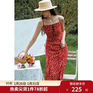 獨束大碼女裝浪漫氛圍感碎花荷葉邊連衣裙夏日新款微胖MM靈動(dòng)女裙 米紅花 3XL (尺碼：5)