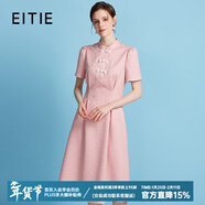 愛(ài)特愛(ài)（EITIE）新中式對襟珍珠盤(pán)扣收腰顯瘦連衣裙夏季新款高端女裝B2407306 珊紅65 L 165
