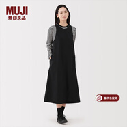 MUJI女式 易干平紋無(wú)袖連衣裙 女裝裙子長(cháng)裙背心裙25年冬季連身裙 黑色 XL （165/92A）