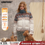 UNIFREE美式復古90絨羽絨服新款女款費爾島穿輕便舒適保暖外套 花色 L