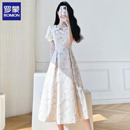羅蒙（ROMON）高檔提花連衣裙女夏季小眾設計感甜美初戀復古溫柔法式碎花長(cháng)裙子 粉花連衣裙 S 建議80-91斤
