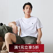 杰克·瓊斯（JACK&JONES）26年男裝四季打底T恤男士涼感透氣多色情侶款短袖t恤水洗不易走形 白色A06 M 175