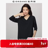 佐丹奴T恤女基礎款舒適內搭打底衫純棉純色V領(lǐng)長(cháng)袖t恤女13322759