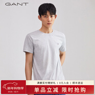 GANT【100%棉】GANT/甘特男士短袖圓領(lǐng)親膚透氣刺繡純色休閑重磅T恤潮 94淺灰色 M