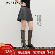 紅袖學(xué)院風(fēng)百褶半身裙春季2025新款女裝字母金屬裝飾立體顯瘦氣質(zhì)短裙 煙灰056 M