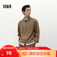 森馬（Semir）森柔|毛衫男冬季含羊毛針織衫老錢(qián)風(fēng)拉鏈半開(kāi)襟毛衣情侶內搭 紅咖色調00465 M