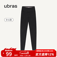 ubras仿牛仔高腰收腹加絨打底褲女保暖時(shí)尚高彈可外穿 黑色平腰款 1條 S