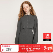 moussy&sly新品簡(jiǎn)約歐美風(fēng)兩件套短款針織連衣裙030HSM73-0210 灰色160 S 00001/S