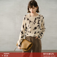 顏域（YANYEE）【100%羊毛】顏域印花針織衫女2025新款秋裝長(cháng)袖半高圓領(lǐng)通勤上衣 咖色 L