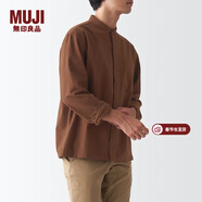 MUJI男式 法蘭絨立領(lǐng)襯衫 長(cháng)袖休閑百搭襯衣男士外套純棉全棉ACA75C1A 磚紅色 XXL （185/112A）