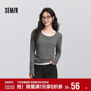 森馬（Semir）長(cháng)袖T恤女春季圓領(lǐng)正肩修身假兩件衣服氣質(zhì)顯瘦內搭101125101001
