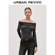 UR2025秋季新款女裝氣質(zhì)簡(jiǎn)約一字領(lǐng)修身短款針織衫UWM950089 冷灰 L