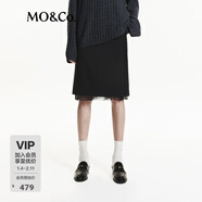 MO&Co.半身裙兩件套含綿羊毛H型及膝西裝裙蕾絲裙中低腰摩安珂 黑色 L 170