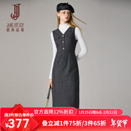 經(jīng)典故事（JANE STORY）經(jīng)典故事韓版氣質(zhì)時(shí)尚文藝裙女2025秋冬新款收腰顯瘦中長(cháng)款背心裙 黑灰色 M
