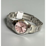 粉色復古時(shí)尚LTP1314D5A防水指日歷圓盤(pán)鋼帶學(xué)生女表 LTP1241D4A