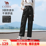 駱駝（CAMEL）直筒工裝褲女戶(hù)外防潑水運動(dòng)休閑褲子 J24CA6L6646 幻影黑 XL