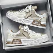 鴻星品牌鞋子男潮鞋夏季透氣防滑休閑帆布鞋男生潮流低幫增高運動(dòng)星星板 米白紅星鴻星爾克 42