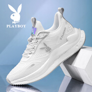 花花公子鞋子男款男鞋2026春夏季新款透氣男士休閑網(wǎng)面運動(dòng)跑步老爹板鞋男 白灰（旗艦款） PLHH105 42