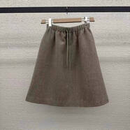 小紅書(shū)韓國2025秋冬新款抽繩松緊腰毛呢半身裙女高腰顯 卡其色含安全褲 L (100115斤)