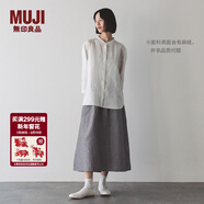 MUJI女式 漢麻棉輕便長(cháng)裙 長(cháng)半身裙女裙子 25年夏季女裝 BE1VBC5S 灰色條紋 L （165/70A）