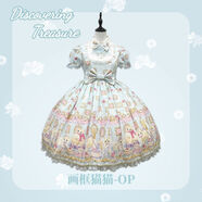 實(shí)體店現貨原創(chuàng  )發(fā)現寶藏studio印花Lolita畫(huà)框貓貓甜美公主可愛(ài)裙 藍色OP+帆布包 M 現貨